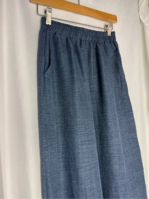 Women's Navy Blue Asymmetric Draped blouse with palazzo pant -2 piece set NWOT thumbnail 13