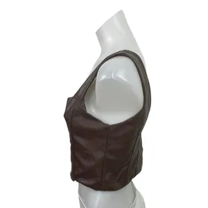 Princess Polly Brown Faux Leather Vegan Sleeveless Bustier Corset Crop Top Sz 8 thumbnail 2