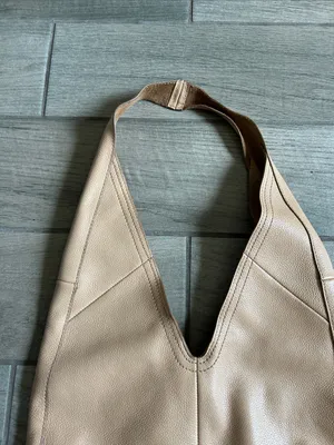 Vince Camuto Pebbled Leather Shoulder Hobo in Tan thumbnail 3