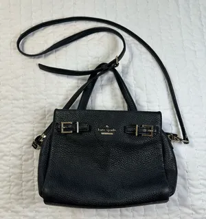 Kate Spade Black and Gold Pebbled Leather Crossbody Bag thumbnail 1