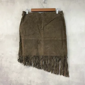 VTG Rampage Fringe Suede Set Vest M Skirt 11 Brown Western Boho Indie Festival thumbnail 11