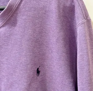 Vintage 90s Ralph Lauren Polo Purple Cotton Vneck Sweatshirt L Relax Fit thumbnail 3