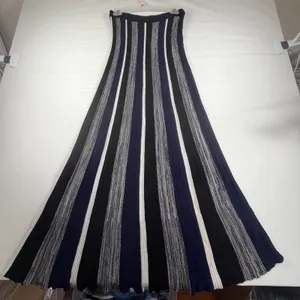 BB Dakota Womens Striped Knit Maxi Skirt Black Navy‎ Blue White Size Small thumbnail 3