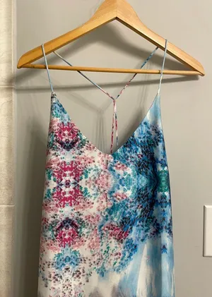 Satin Watercolor Midi Dress Size M thumbnail 6