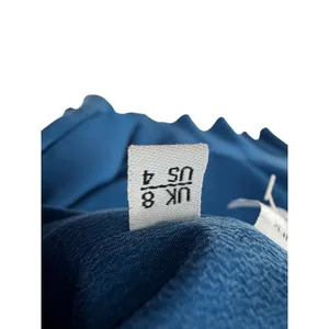 Iris &‎ Ink Blue 100% Silk Long Sleeve Flounce Hem Drop Waist Dress Button Front thumbnail 6
