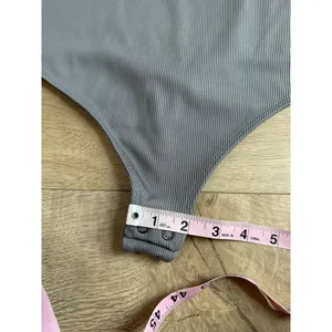 NWT Express Body Contour Scoop Neck Thong Bodysuit Gray ribbed stretch size XL thumbnail 5