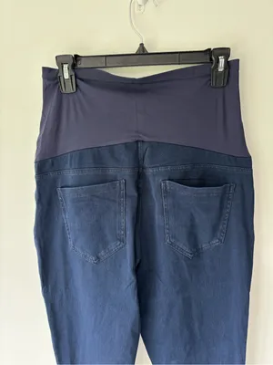 Halara Maternity Blue Stretchy Jean Jeggings Over Belly Panel thumbnail 6
