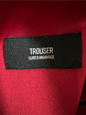 Express Super High Rise Trouser w/waist Tie Red Satin size s wide leg see descri thumbnail 3