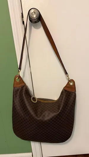 Vintage Celine Paris Brown Macadam Hobo Shoulder Bag Made in Italy thumbnail 1