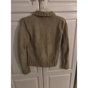 Spice‎ It Up Vintage Tan Ribbed Zip Up Cardigan Sweater Small Acrylic Knit Taupe thumbnail 4