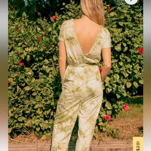 Lulus 100% Cotton Olive Green Tie-Dye Short Sleeve Jumpsuit thumbnail 6