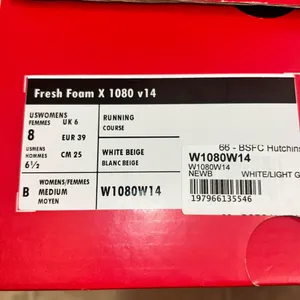 New balance, fresh foam X 1080 V14 women’s 8 White and Beige Newish in box thumbnail 10