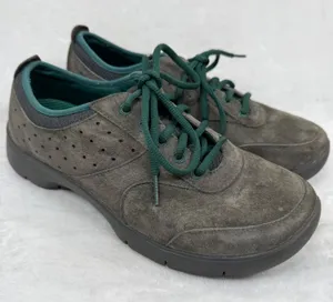 Dansko Honor Womens Suede Walking Shoes Charcoal Grey Teal Lace Up Sneakers‎ 39 thumbnail 1