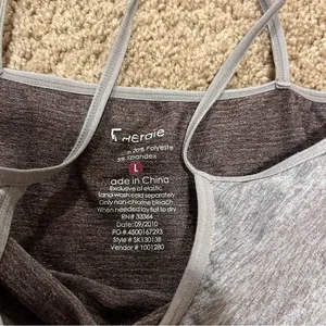 Gray And Brown Energie Spaghetti Strap Tank Top. Has adjustable straps. thumbnail 3