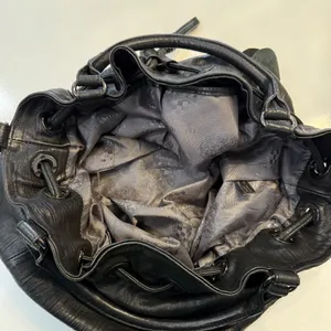Vince Camuto Black Leather Shoulder Bag Purse with Flowers Leather+Jaquard thumbnail 11