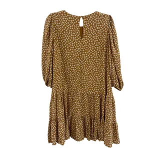DRESS FORUM‎ LA | Mustard White Floral Balloon Sleeve Dress Tiered | Size S thumbnail 3