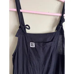 Lucy & Yak Black Linen Blend Jumpsuit Size 2 Wide Leg Cropped Drawstring Waist thumbnail 4
