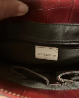 Liz Claiborne Vintage Handbag shoulder bag Crocodile red Faux Leather 80s thumbnail 5