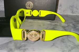 Versace BRAND NEW Authentic Geometric unisex Sunglasses yellow fluorescent frame thumbnail 3