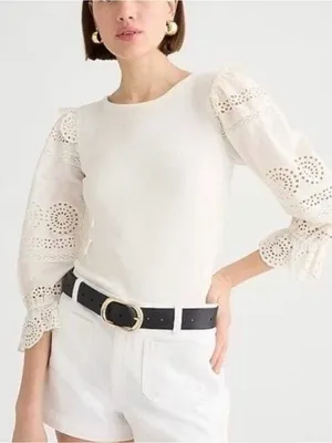 J.Crew Women's Ruffle-Trim Eyelet Top thumbnail 1