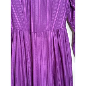 VTG 80s Handmade Purple Pleated Maxi Dress Lace Trim Puff Sleeve Victorian Gown thumbnail 3