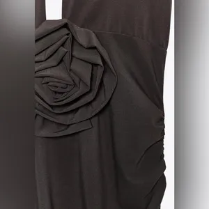 NWT Zara Halter Slit Long Dress With Flower Chocolate Brown Color Size S/XS thumbnail 8