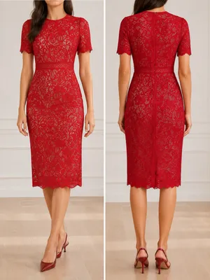 NWT Lulus Amore Dress Size XS Red Crochet Lace Midi Wedding Guest Cocktail Date thumbnail 13