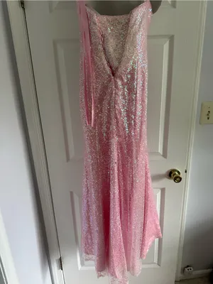 MoriLee by Madeline Gardner Strapless Pink Sequin Evening Gown size 3/4 thumbnail 10