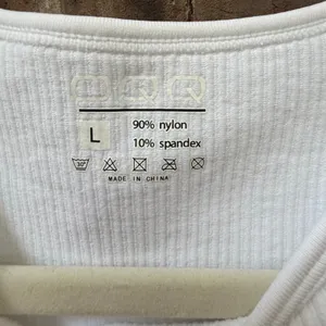 OQQ White Ribbed Bodysuit Size Large Stretch Thick Fabric NWOT thumbnail 2