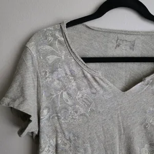 Ruff Hewn Light Gray Floral Short Sleeve Top thumbnail 4