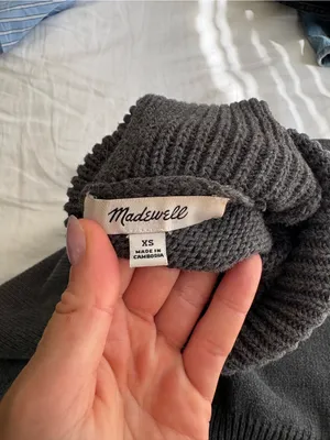 Madewell Gray Ribbed Turtleneck Sweater thumbnail 3