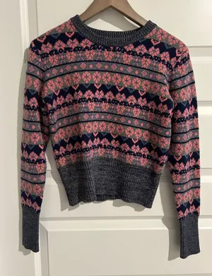 Altar’d State Fair Isle Sweater Pink Gray Size S thumbnail 1