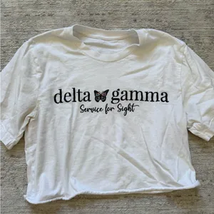 White Delta Gamma Graphic Crop Top (Size Small) thumbnail 4