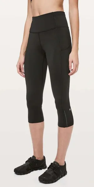 Lululemon Fast & Free Crop II Nulux 19" Black Leggings Size 2 thumbnail 1