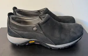 Dansko Patti Slip-On Shoes Black Nubuck Leather Vibram Womens Size 40 / 9.5‎ thumbnail 1