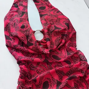 I.am.gia I AM GIA Elegant Red and black snake print Halter Dress Medusa Dress thumbnail 6