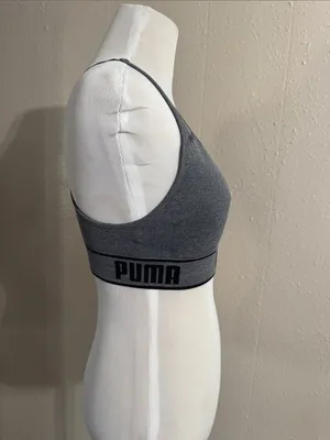 Puma Grey Seamless Racerback Sports Bra thumbnail 4