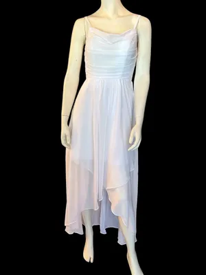 INEWER Cowl Neck High Low Chiffon Ruched Maxi Gown White Size 6 NWT thumbnail 2