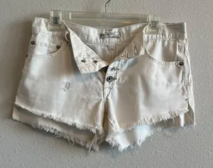 Free People white denim jeans short shorts thumbnail 1