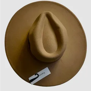 NEW Tan Wide Brim Racher Style Fedora Hat thumbnail 1