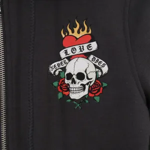 LA Glow Hoodie Womens M Skull Love Never Dies Charcoal Grey Zip Up Excellent thumbnail 2