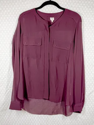 Wilfred Dark Purple‎ Silk Sheer Button Down Top thumbnail 1
