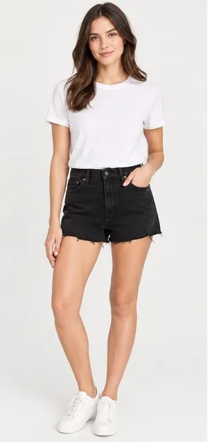 Madewell Woman’s Size 28 High Rise Shorts Black Denim Summer Cutoff Shorts thumbnail 1