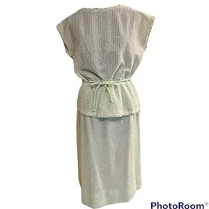 Leslie Fay Vintage My Latest 70’s Midi Skirt Top Set Sheer Mint. thumbnail 2