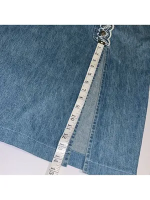 Vintage Jean skirt • lace embroidered detail • 90s • made in USA • SWITCH thumbnail 5