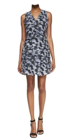 $325 Anthropologie Rebecca Taylor 10 Silk Mini Gray Dress Summer Storm Snakeskin thumbnail 1