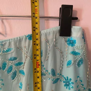Blue Allover Beaded Sequin Maxi Skirt Resort Vacation Glam Women's size Medium thumbnail 9