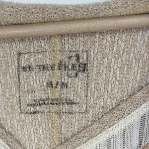 Free People We The Free Top Beige Lace Mixed Media Boho Waffle‎ Knit Casual M/L thumbnail 5