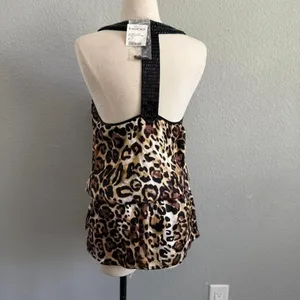 Bebe NWT Silk Leopard Print Blouse thumbnail 3