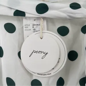 PEONY Le Spot Maxi Skirt SZ 2 Green Polka Dot Thigh High Slit eco-Conscious NWT thumbnail 7